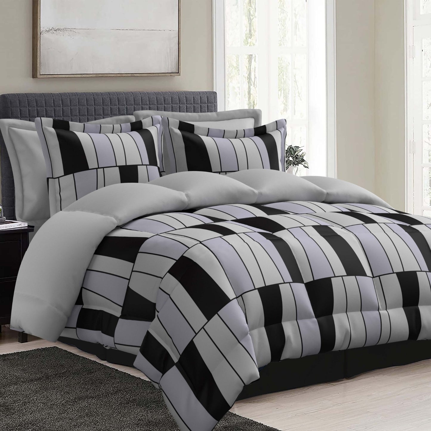 CB Comfy Greyish Boxes Design-S Comforter Set