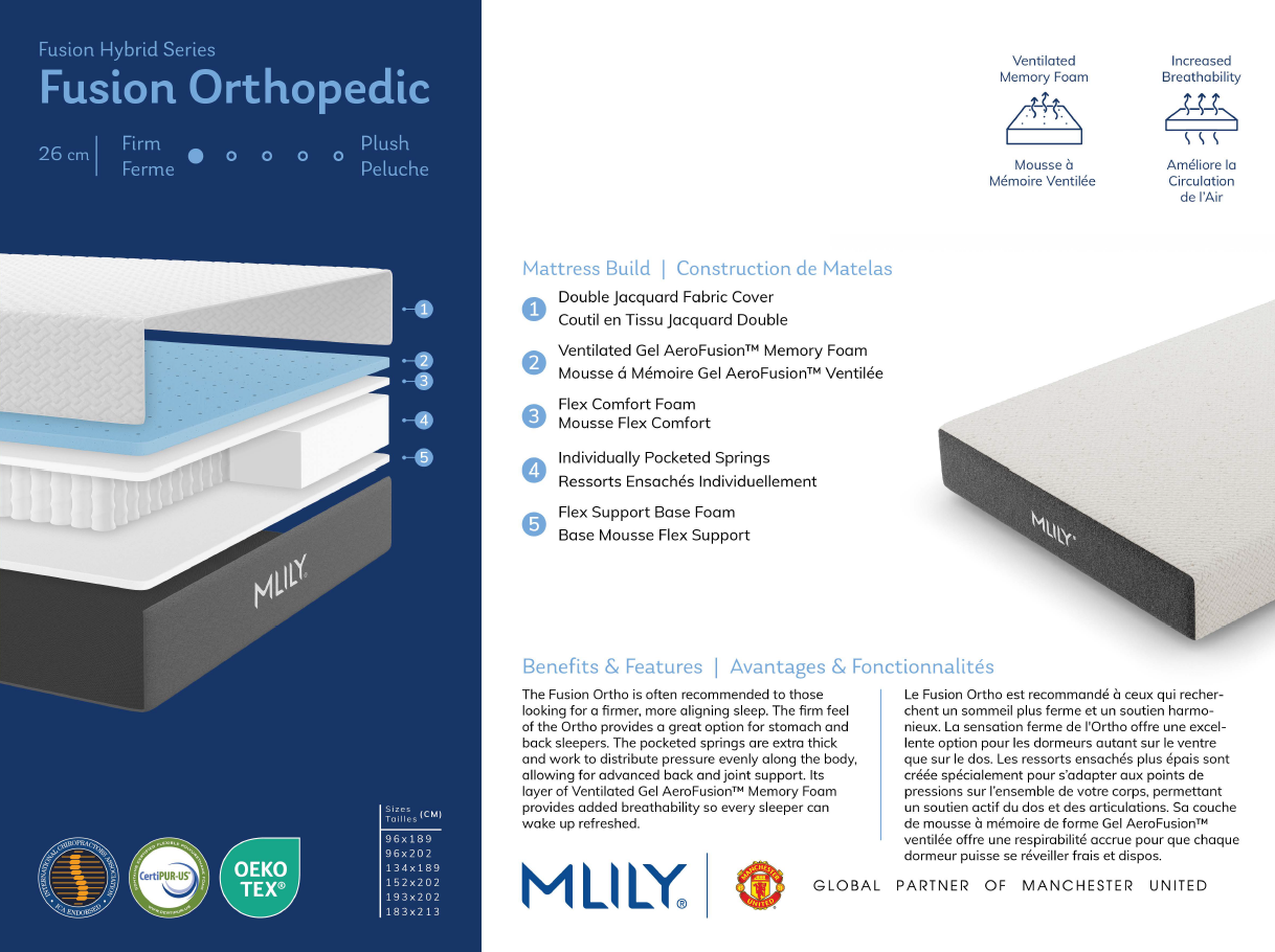 MLILY® Fusion Orthopedic Hybrid Mattress-In-A-Box