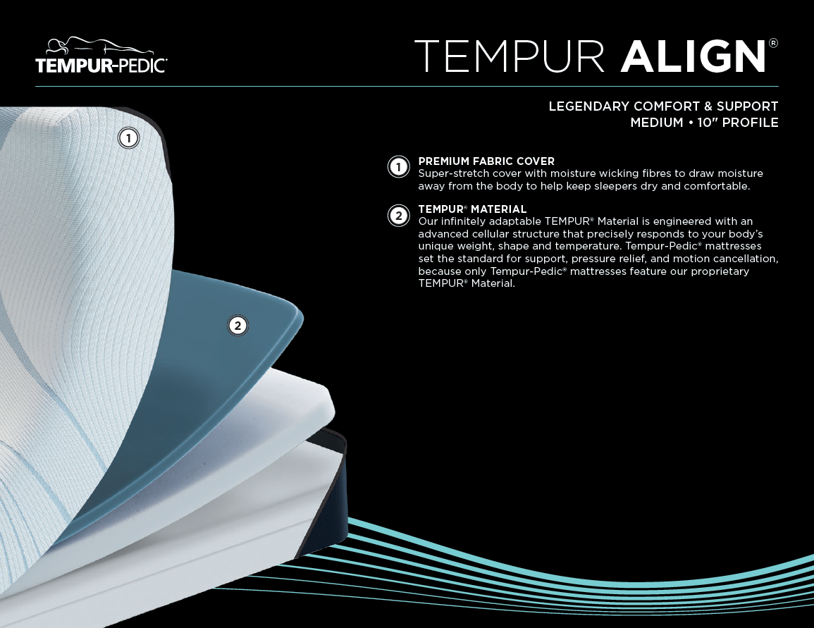 Tempur-Pedic® TEMPUR-Align® 2.0 Teal Medium-Firmness Mattress