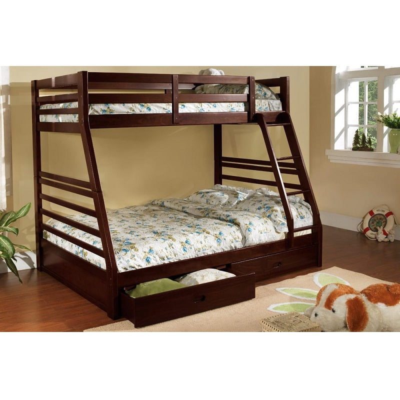 (4 Colours) 2 Drawers Bonus - Dakota Twin over Double Wood Bunk Bed