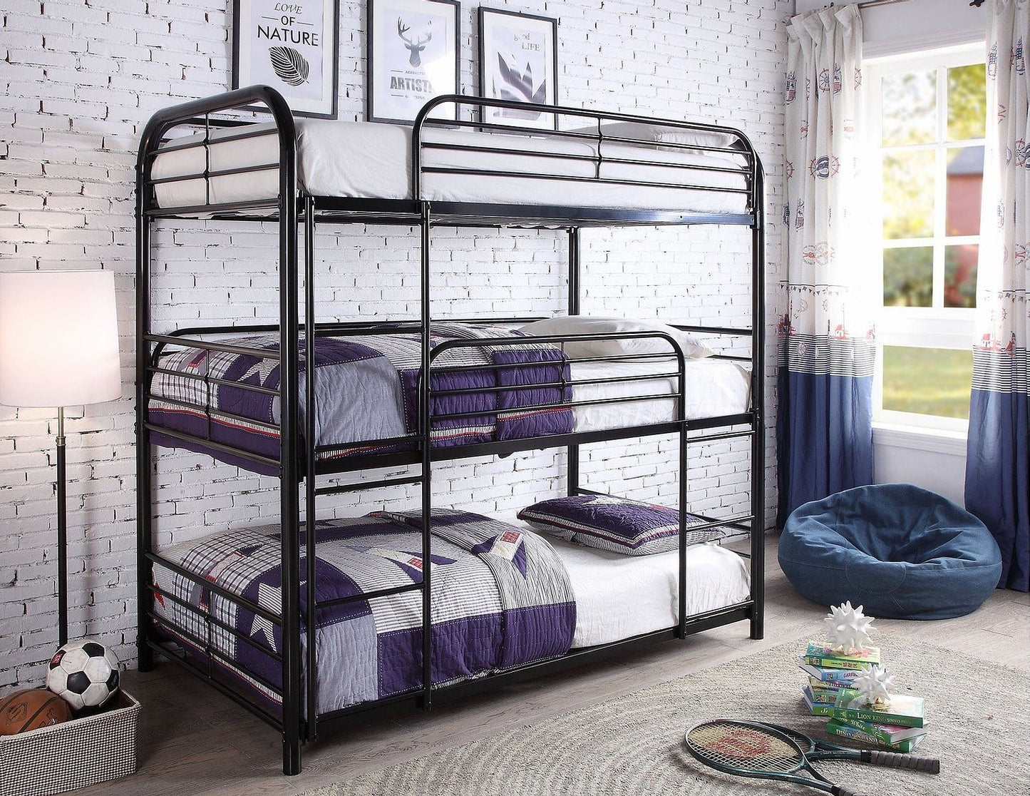 Alberta 3-Level Metal Bunk Bed
