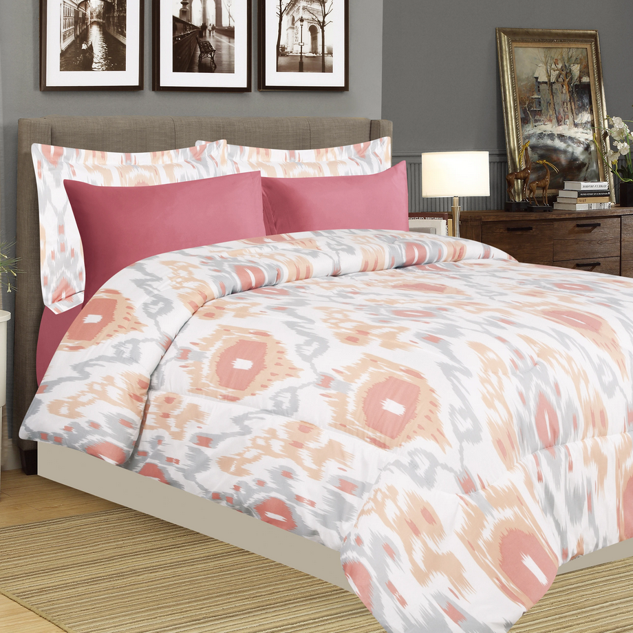 Pinky Pulse Pattern Bed In Bag Comforter Set