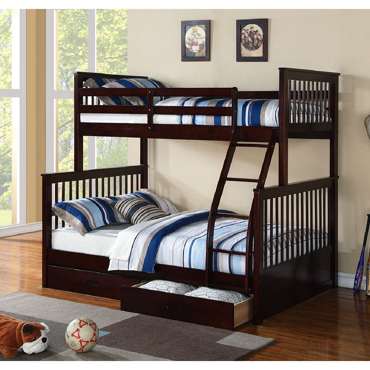 (3 Colours) Under Bed STORAGE Included - Marcus Wood Bunk Bed