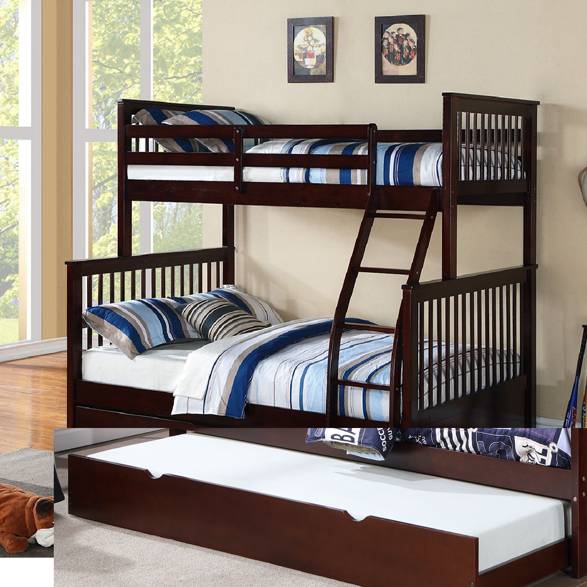 (3 Colours) Under Bed STORAGE Included - Marcus Wood Bunk Bed