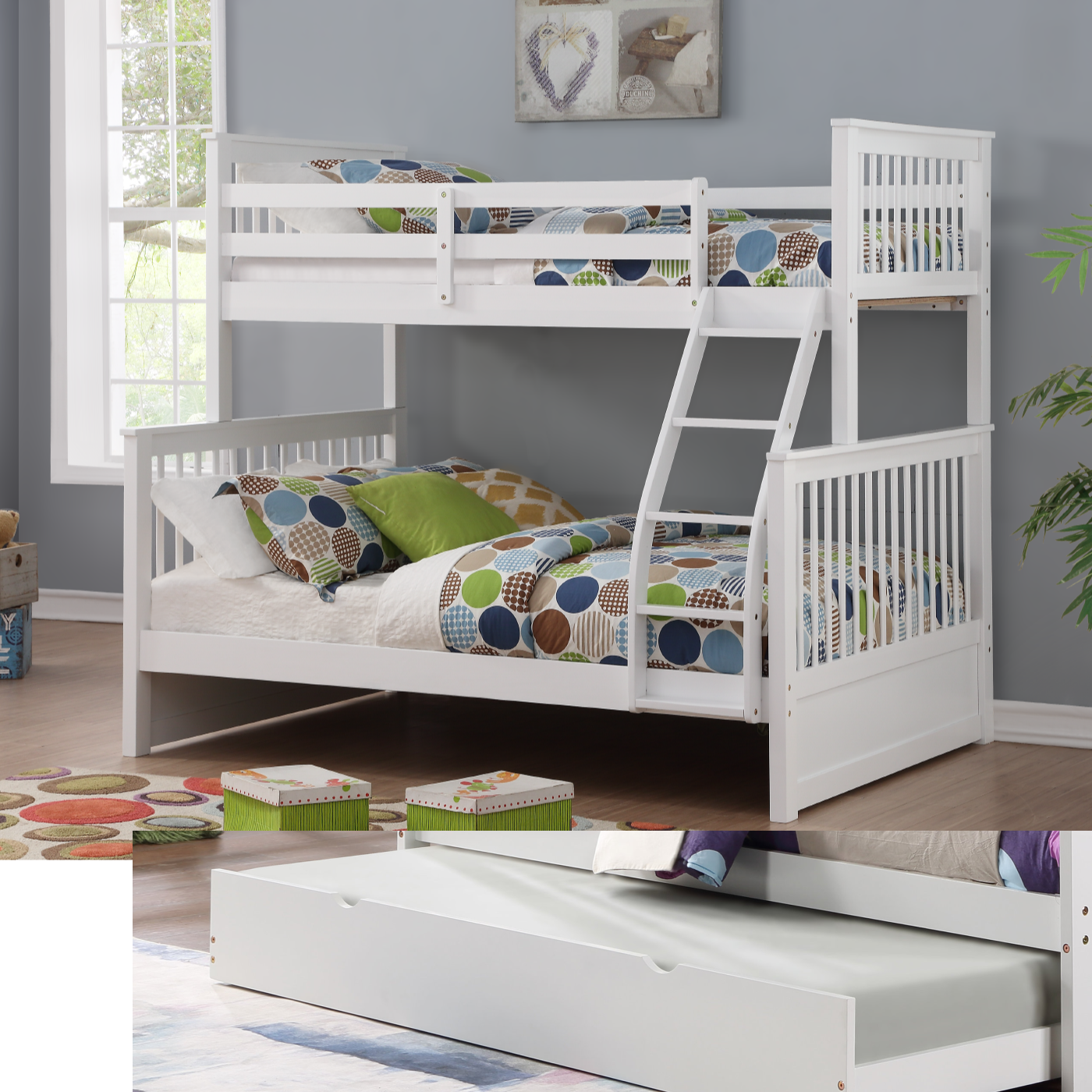 (3 Colours) Under Bed STORAGE Included - Marcus Wood Bunk Bed