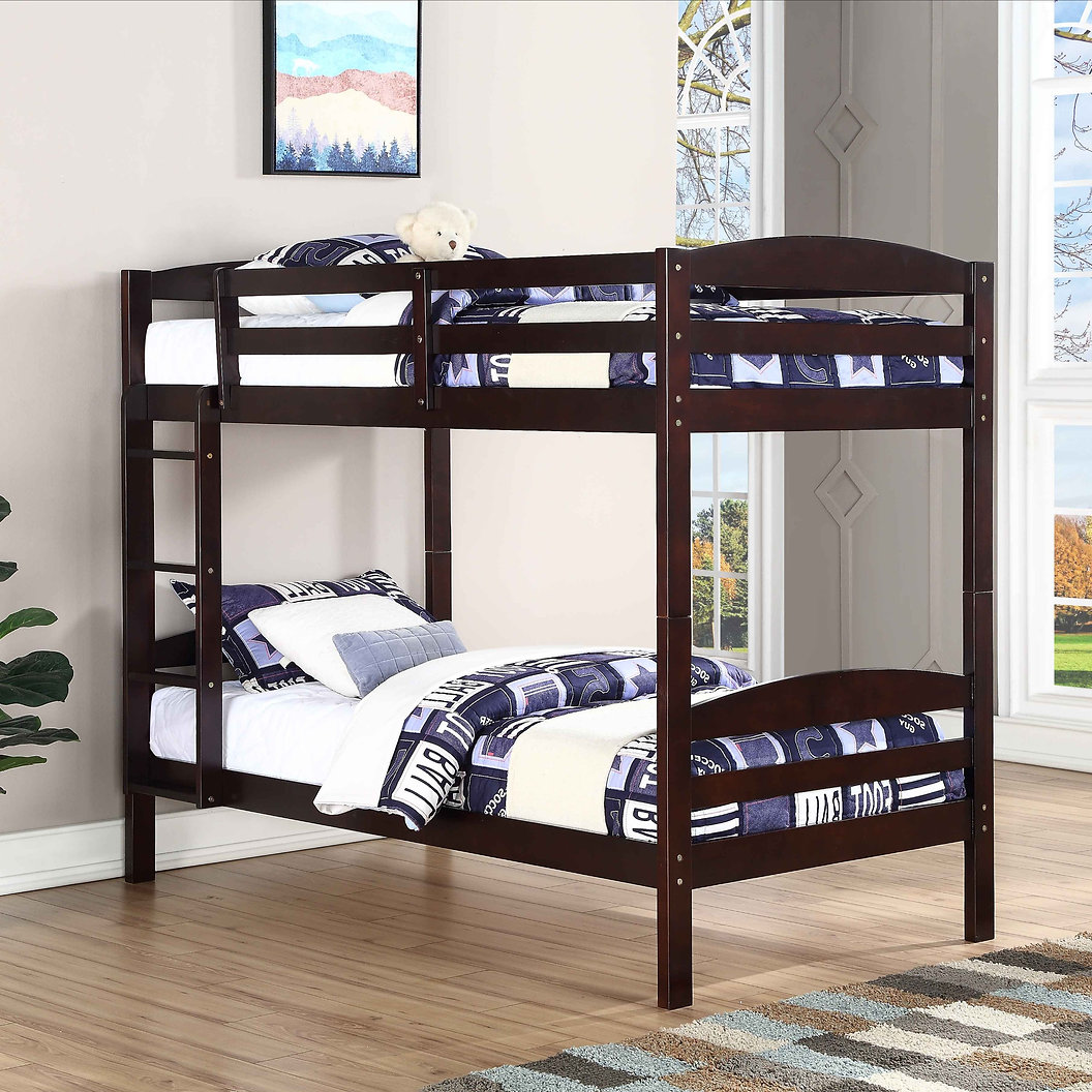 (3 Colours) Harper Twin over Twin Wood Bunk Bed