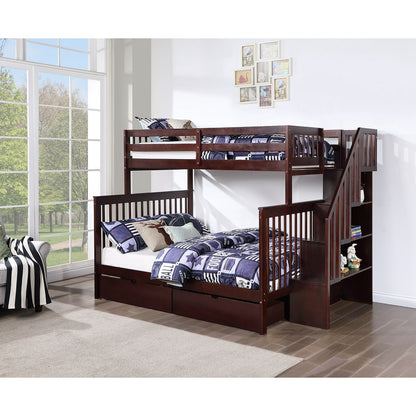 (3 Colours + Under Bed Storage) Simcoe Staircase Wood Bunk Bed