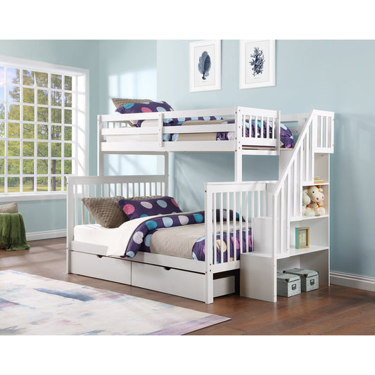 (3 Colours + Under Bed Storage) Simcoe Staircase Wood Bunk Bed