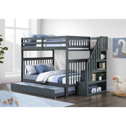 (3 Colours + Under Bed Storage) Simcoe Staircase Wood Bunk Bed
