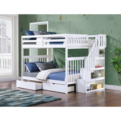 (3 Colours + Under Bed Storage) Simcoe Staircase Wood Bunk Bed