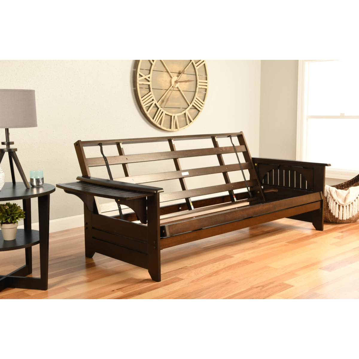 CB Deluxe 2.0 Tray-Arm Hardwood Futon Frame or Package with Mattress