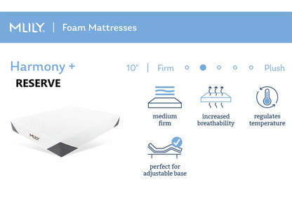 MLILY® Harmony+ Plus Reserve Memory Foam Mattress-In-A-Box