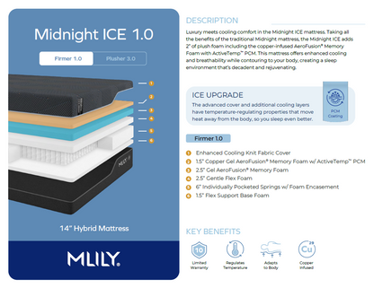 MLILY® Midnight ICE 1.0 Firmer Hybrid Mattress