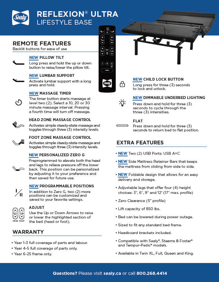 Sealy® REFLEXION® ULTRA Lifestyle Adjustable Power Base