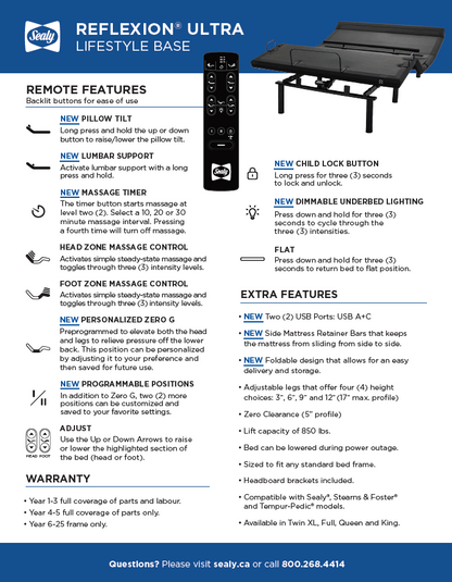 Sealy® REFLEXION® ULTRA Lifestyle Adjustable Power Base