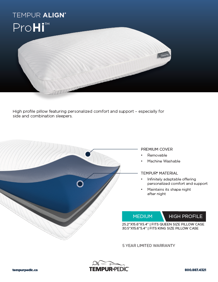 (2-Pack) Tempur-Pedic® TEMPUR ALIGN® ProHI™ Pillow