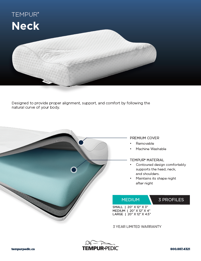 TempurPedic® TEMPURNeck™ Pillow Canadian Bedding
