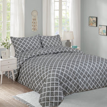 Load image into Gallery viewer, BLACK or GREY Moroccan Pattern Comforter Set
